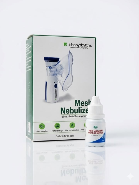 Ishopyzbyttm Portable Mesh Nebulizer Buy Now & Get Free Asli Vasadhi Drops (1 Month Warranty)